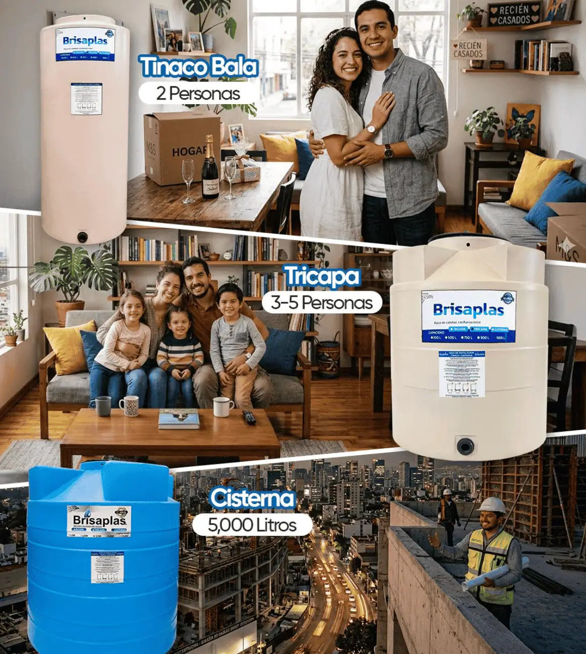 Tinacos y cisternas Brisaplas — línea completa de productos